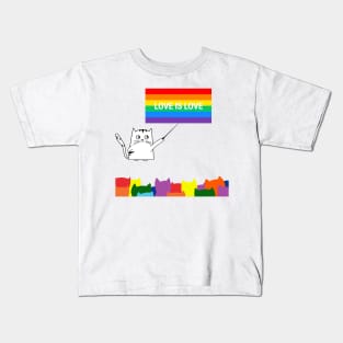 Teacher Cat Class Love Is Love LGBT Pride Month Kids T-Shirt